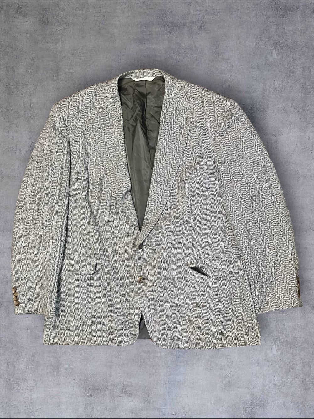 Vintage 80s Christian Brooks Gray Chevron Pattern Sz 50L Blazer